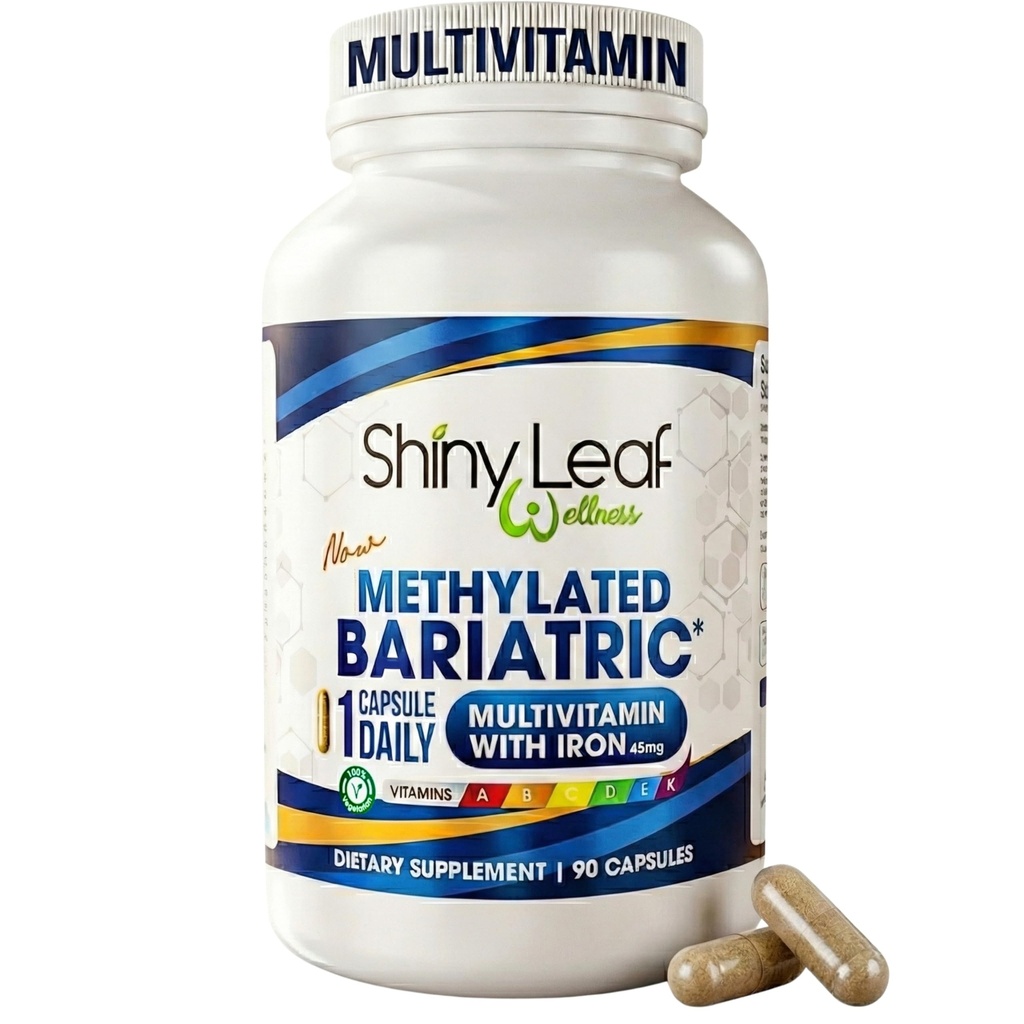 Shiny Leaf Methylated Bariatric Multivitamin with Iron 45mg – Once Daily Capsule, Made in USA, ASMBS Compliant Bariatric Vitamins for Gastric Bypass & Gastric Sleeve, for Men & Women – (90 Count)