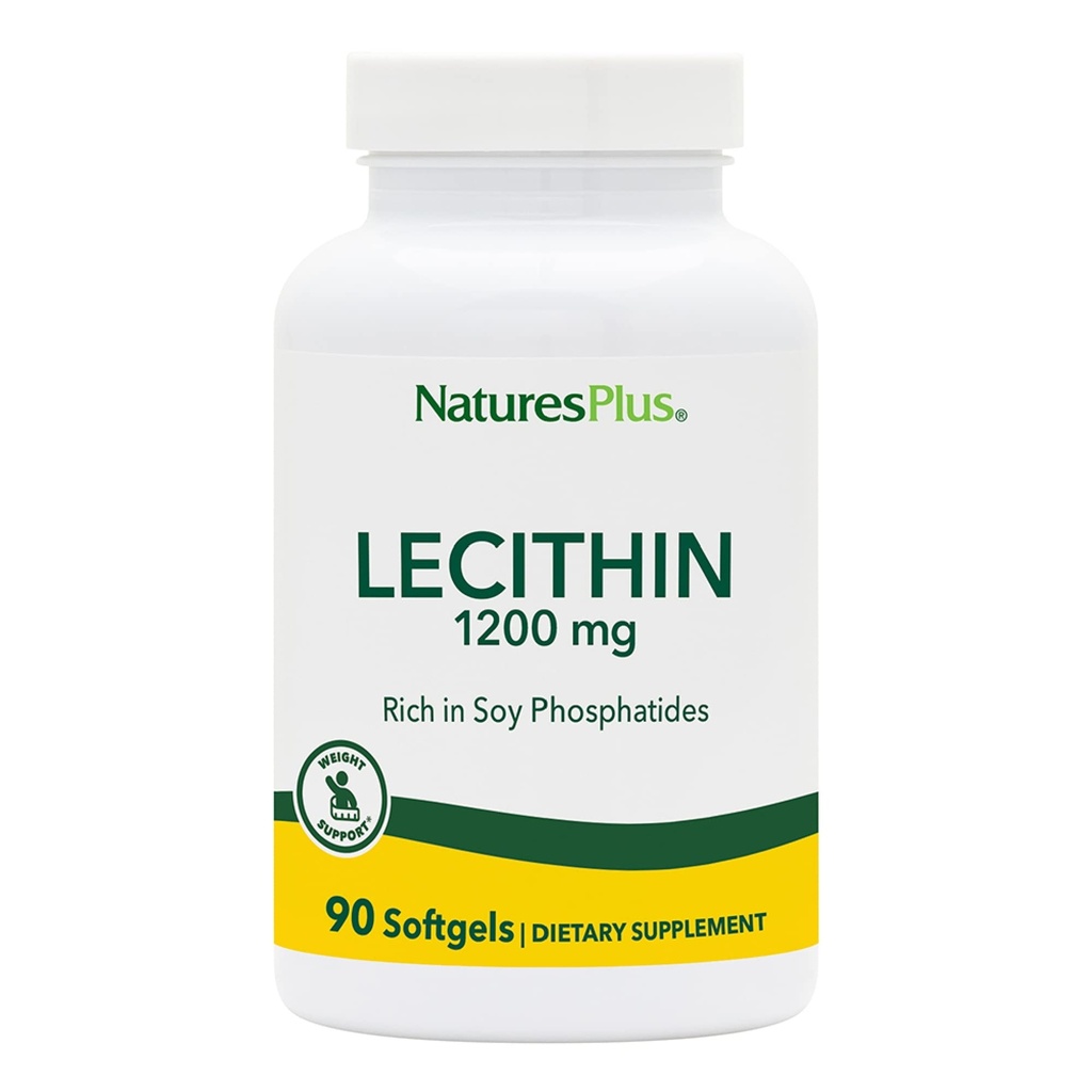 NaturesPlus Lesitiini - 1200 mg, 90 Softgels - Rikas soijafosfatideja - Gluteeniton - 90 tarjoilu
