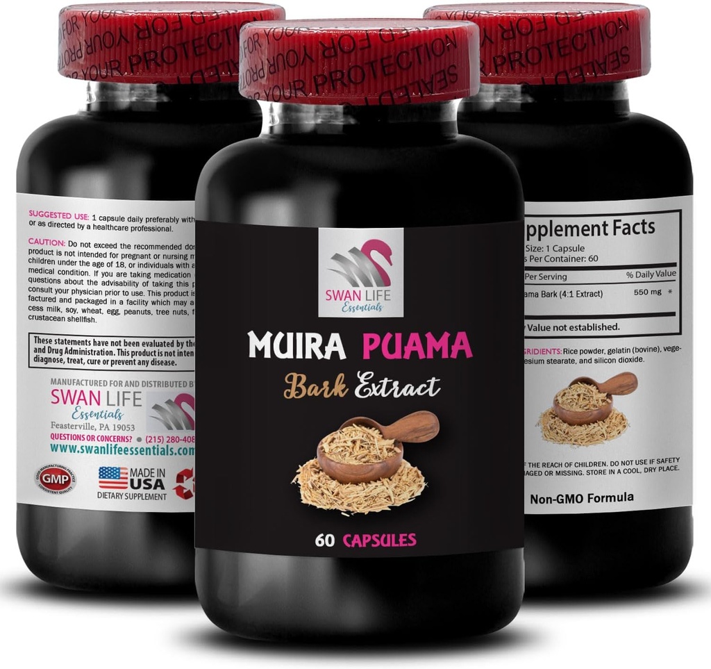 Mind & Body Balance - Muira PUAMA BARK Extract - Natural Vital Energy, Mindful Boost, Nature