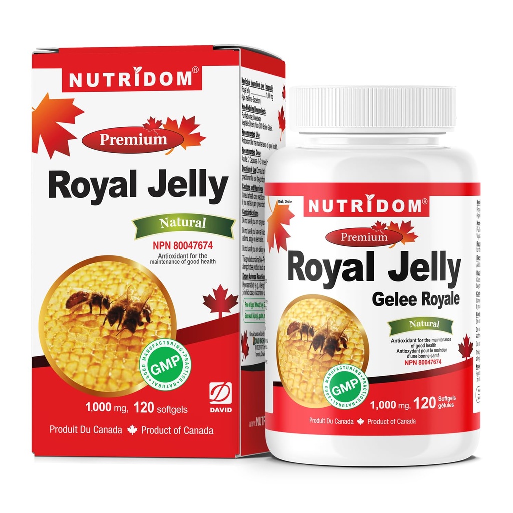 Nutridom Royal Jelly 1000 mg, 120 softgels (yksi pullo)