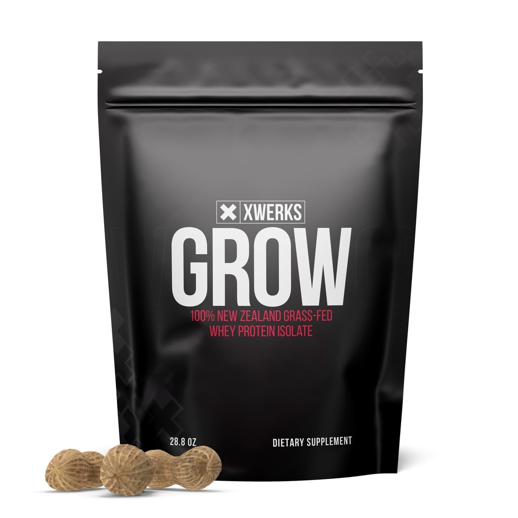 Xwerks kasvaa 100% Uusi-Seelanti Grass Fed Whey Protein, 23g Pure Isolate Protein Powder Per Serving, Kaikki Natural Paleo ja Keto Friendly, Soy Free Gluteeniton Helppo syödä, Maapähkinävoi, 30 Tarjoilu