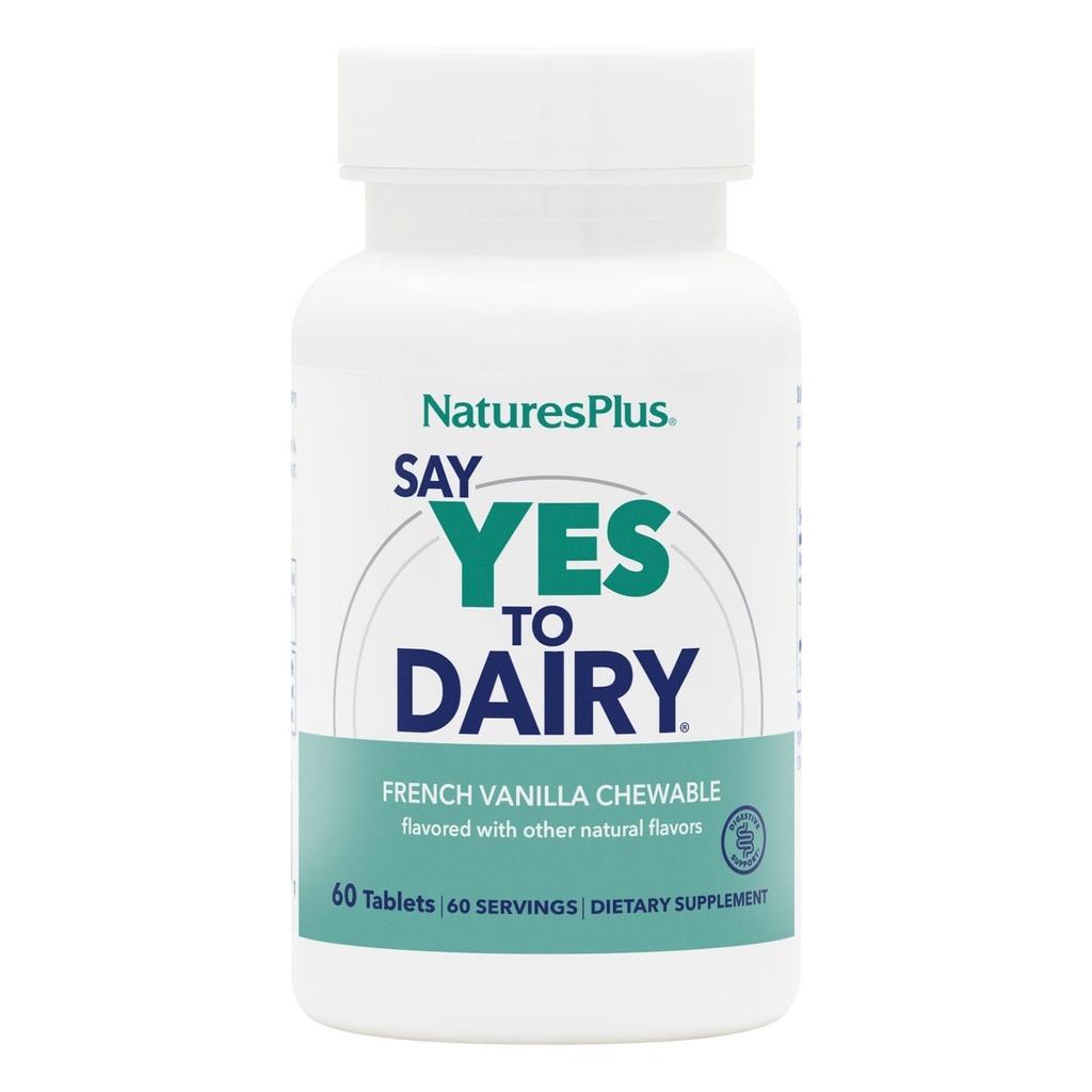 Natures Plus Say Yes to Dairy - 50 purutablettia - Natural Lactase Enzyme Supplement, Maximum Strength Ruoansulatuskanavan, Laktoosi-intoleranssi Relief - Gluteeniton - 50 tarjoilua