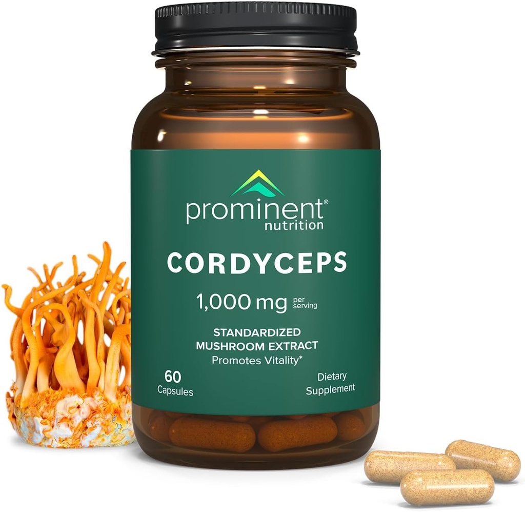Merkittävä ravitsemus Cordyceps täydentää - edistää elinvoimaa - 1000 mg, 60