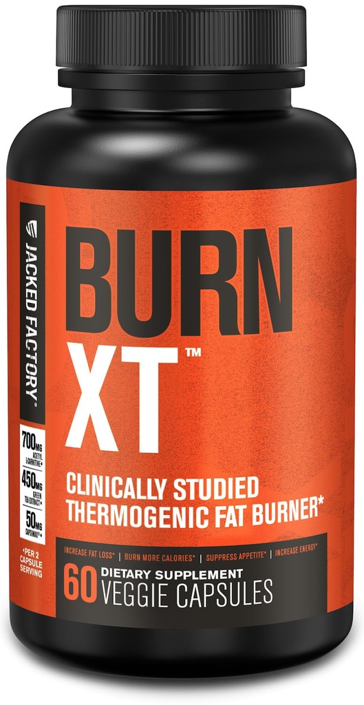 Jacked Factory Burn-XT Kliinisesti tutkittu rasvanpolttaja & laihtuminen täydentää - ruokahalua Supremant & Energy Booster - Acetyl L-karnitiini, vihreä teeuute ja enemmän - 60 luonnon ruokavalio pillereitä