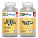 SOLARAY Calcium Magnesium Zink och Timed Release Vitamin C - Bone Health, Immune Support Bundle, 1000mg Calcium, 500mg Magnesium, 1000mg Vitamin C Supplement, Vegan, 60-dagars garanti, 275 VegCaps Varje