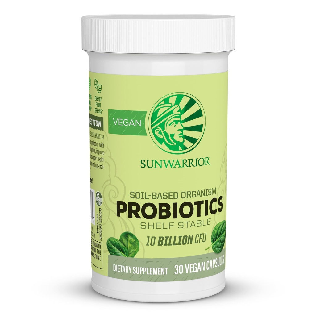 Sunwarrior Probiotics Soil-baserade Vegan Capsules | 10 miljarder CFU för Digestion Soy Free Gluten Free Dairy Free | 30 CT