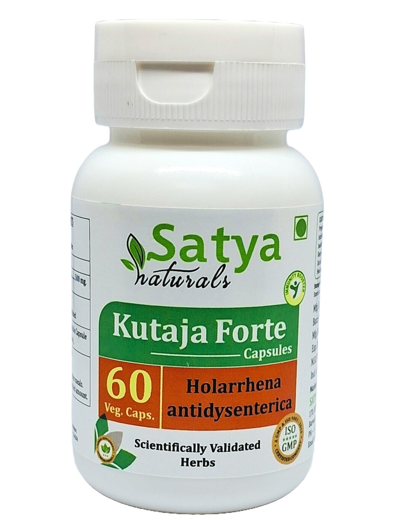Kutaja Forte kapselit 500 mg. 60 Veg. Kapseli Kutaja (Holarrhena Antidysenterica) Pura kapselit miehille ja naisille Ayurvedic Herbal Supplement/Remedies 10:1 Forte (1 pullo 60 kapselia)