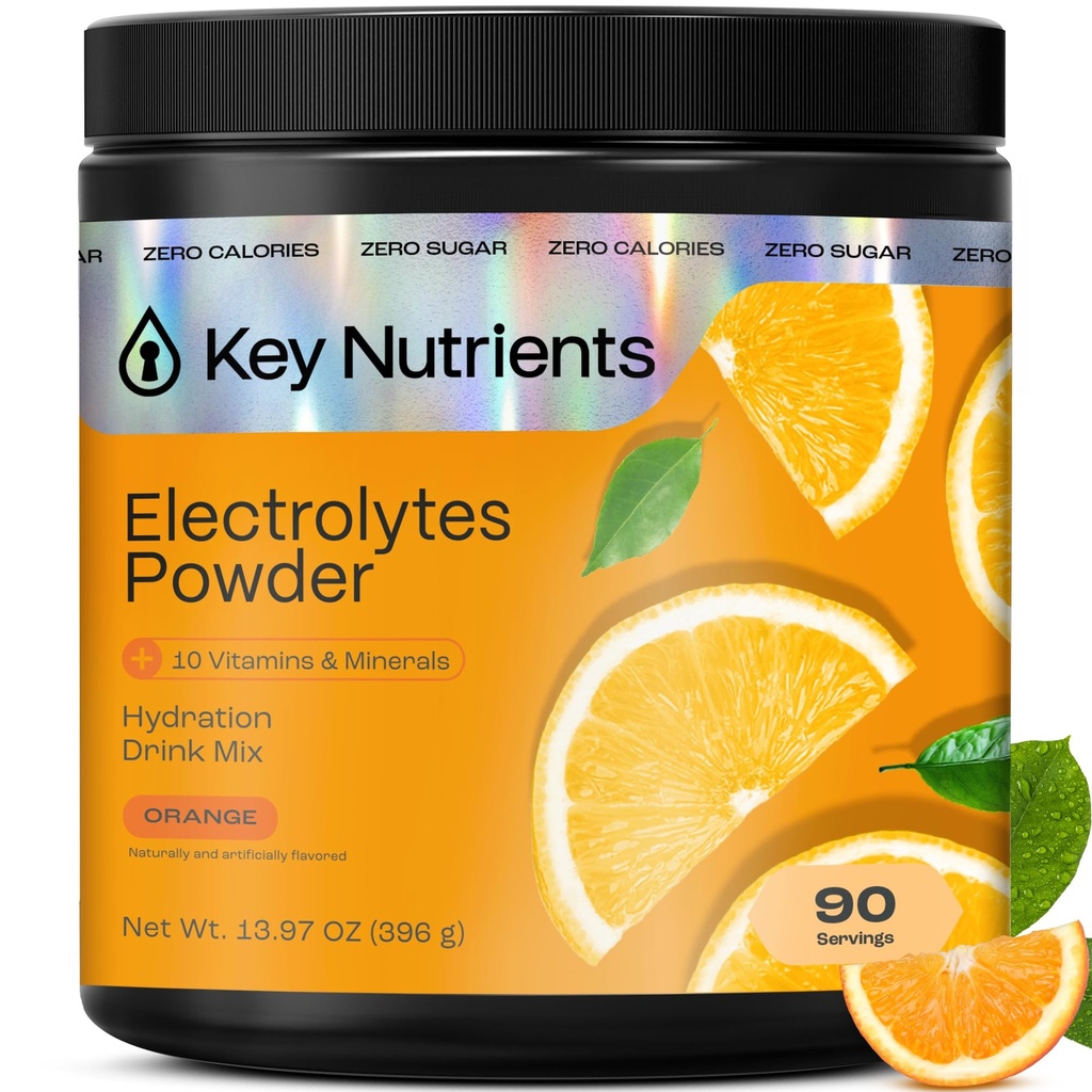 Avainaineet Multivitamiini Elektrolyyttejä Powder No Sugar - Tangy Orange Electrolyte Powder - Endurance & Energy Supplement - Hydration Powder - Ei kaloreita - 90 Tarjoukset - Made in USA