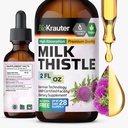 BIO KRAUTER Milk Thistle Liquid Drops - Milk Thistle Silymarin Liver Support Supplement - Alkoholiton ja sokeriton tincture maksan Cleanse Detox - 2 Fl. Oz.