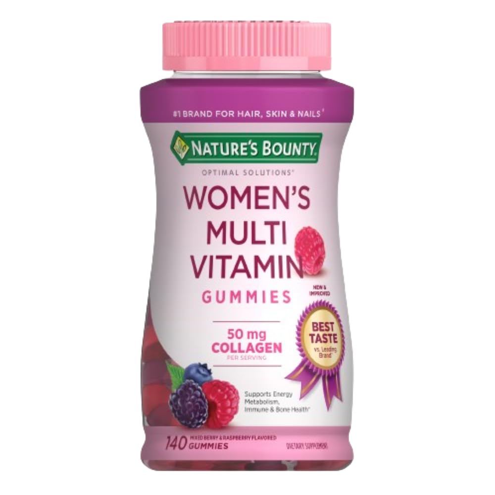 Nature's Bounty Optimal Solutions, Naisten Multivitamiini Gummies immuunitukea, solun energiatuki, Bone Health, Vadelma Maku, 140 Ct