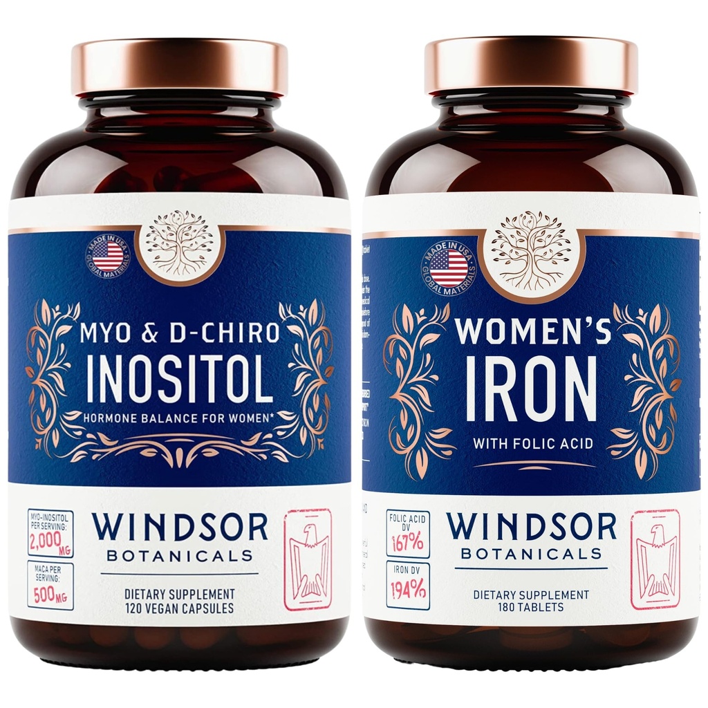 Inositoli ja naisten rauta tabletit Hedelmällisyys ja raskaus Tuki Bundle by Windsor kasvitieteelliset