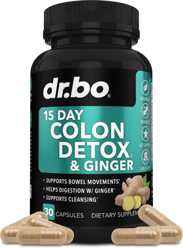 Colon Cleanser Detox paino Flush - 15 päivää Colon Cleanse pillereitä inkivääri - Nopea luonnollinen laksatiivinen, Ummetus helpotus, Bowell liike täydentää suoliston vatsan turvotus Gut tappio tukea