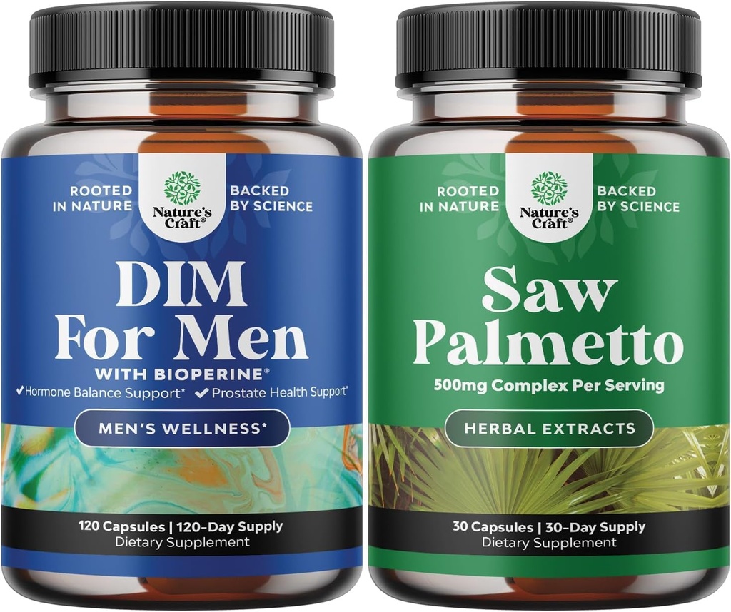 Bundle of Advanced DIM Supplement för män - Östrogen Blocker och Extra Strength Saw Palmetto Extract - för kvinnor och mäns hår hälsa och urinstöd