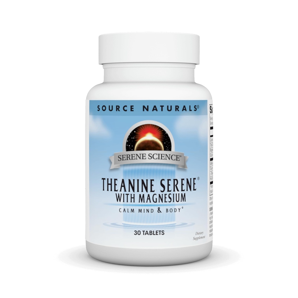 Source Naturals Theanine Serene, Calm Mind & Body*, GABA - kasvissyöjä Formlua - 30 tablettia