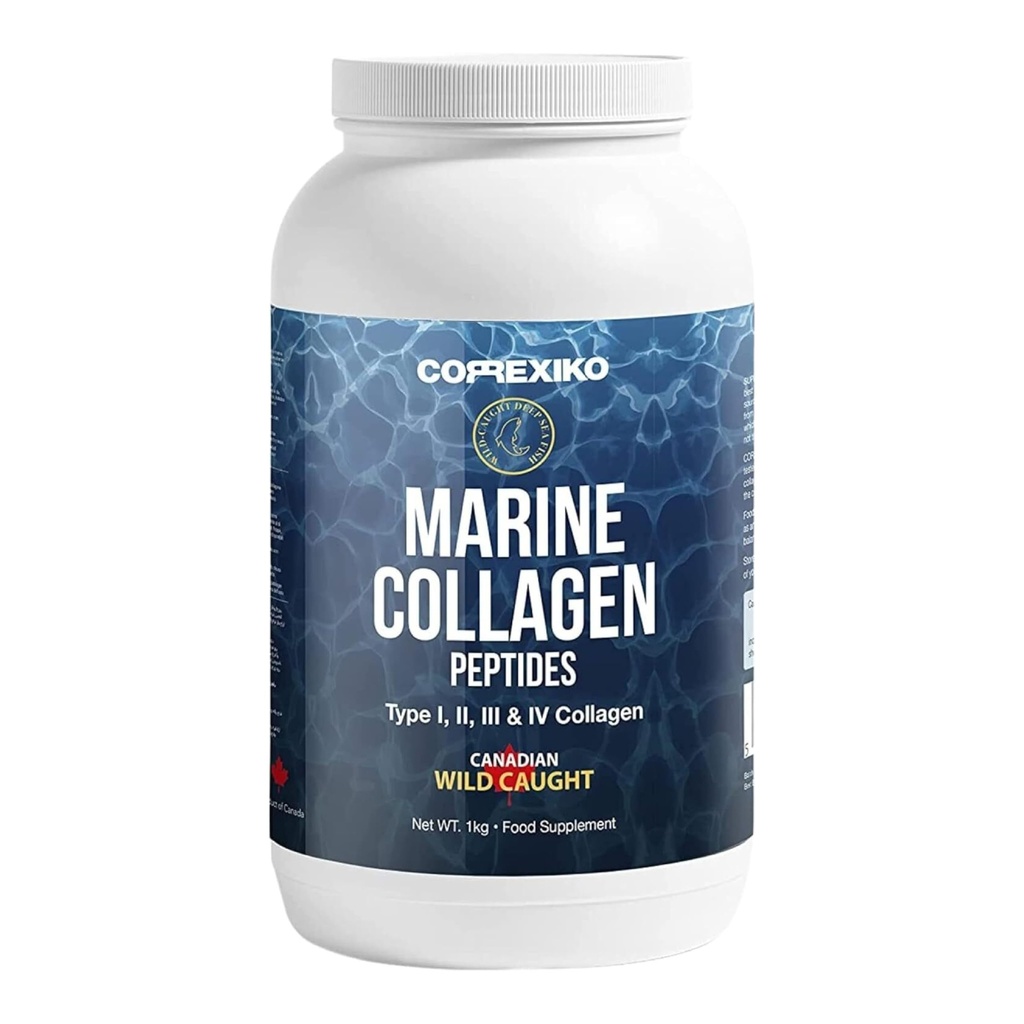 Hydrolysed Marine Collagen Peptides Powder. Canadian Wild-Caught Fish Skin(Not Scales)-Colageno Hybridizado en Polvo-Vital Protein Supplement for Skin, Hiukset, nivelet ja digestio, Marine Powder (1kg)