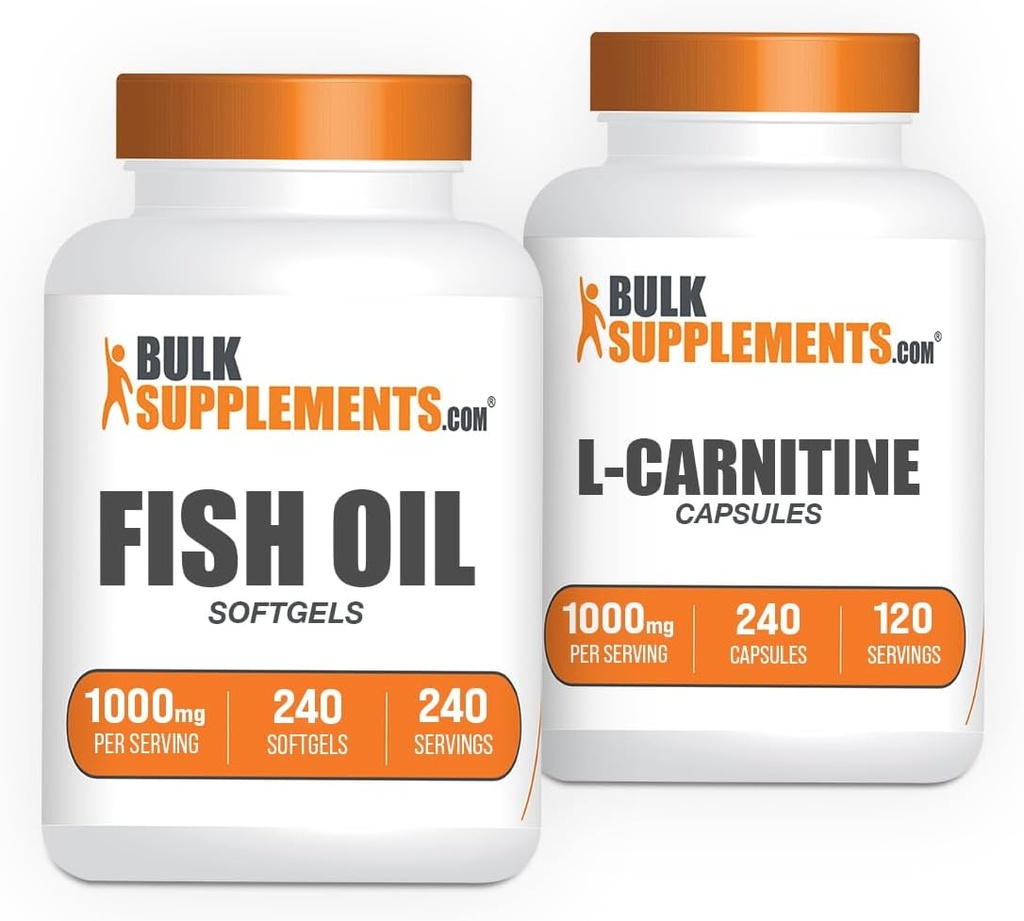 BulkLisät Kalaöljy 1000mg Softgels + L-karnitiini kapselit Bundle