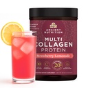 Ancient Nutrition Hydrolyzed Collagen Peptides Powder with Probiootit, Mansikka Lemonade Multi Collagen Protein for Women and Men with Vitamiini C, 45 Servings, Tukee ihoa ja kynsiä, Gut Health, 18