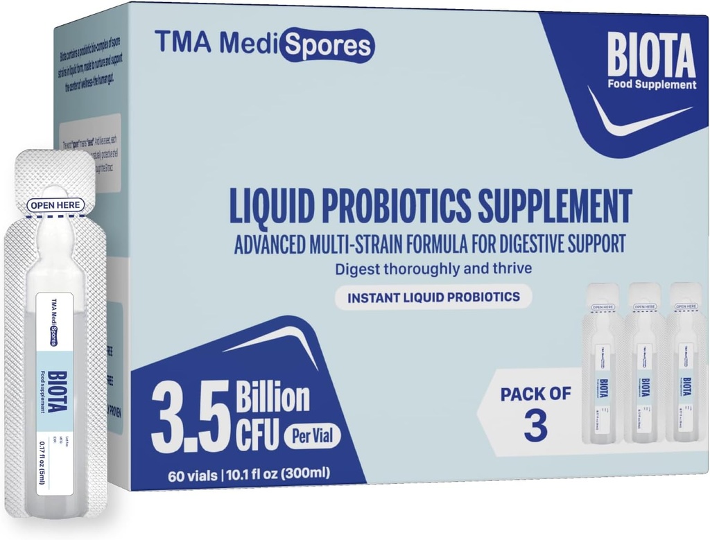 Biota Probiootti Drinks for Dgestive Health & Immune Support,Nopeasti toimivat tuki Vatsa ummetus, Ruoansulatus Daily Probiootti aikuisille, lapsille, Gluteeniton, sokeriton & ei-GMO, 60 tarjoilua