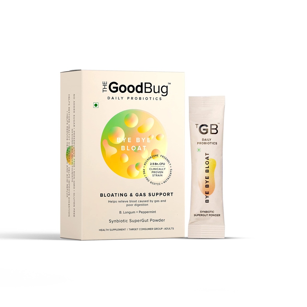 Prebiotisk + Probiotisk Gut Health Bloating Relief för Män & Kvinnor - Hjälper med gas, Bloat & Digestive Health - Öka immuniteten med Peppermint & Inulin, Synbiotic Fiber Powder, 2.5 Bn CFU - 30 Days Pack