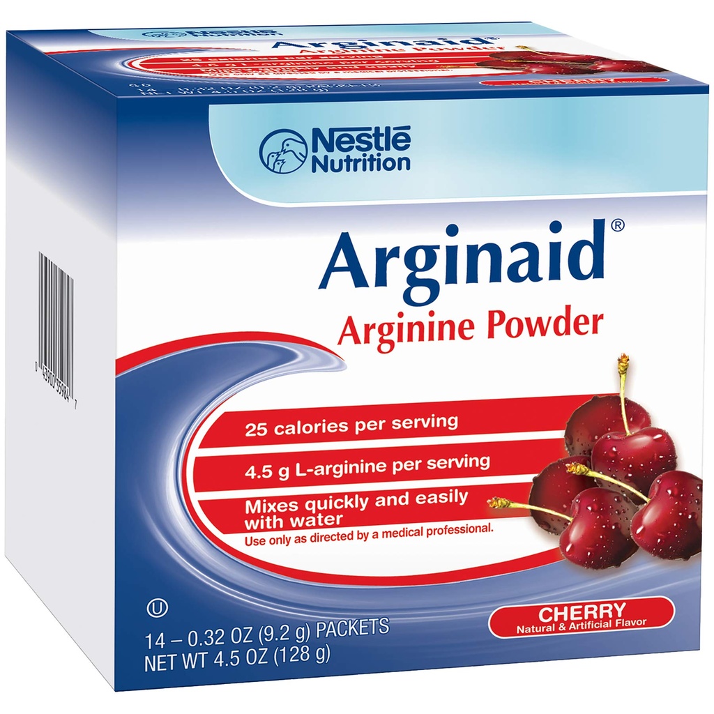 Arginaid Arginine Powder Drink Mix, Cherry - Nutritional Needs for Wound Care - 0,32 OZ Packets (14 CT/Pack) (Pack of 2)