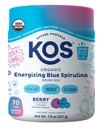 KOS Energizing Blue Spirulina Blend - USDA Certified Organic - B Vitaminer, Ashwagandha, Ginseng, Adaptogens, Biotin - Vegan Pre Workout Powder - Caffeinated, Berry Flavored, 28 portioner