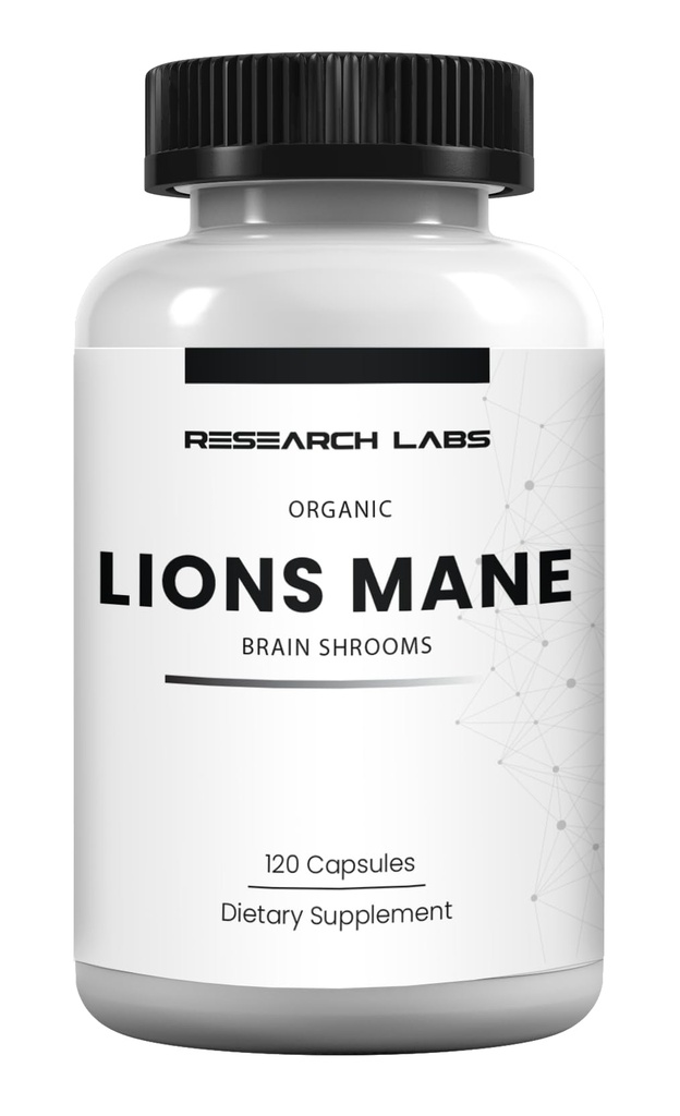 Forskning Labs Organic Lions Mane Supplement Capsules, 120 Capsules w/Patent LitropaneTM, Immune System Booster & Nootropic Brain Support Mushroom Supplement. 10X extrakt jämförbart med 18 000 mg