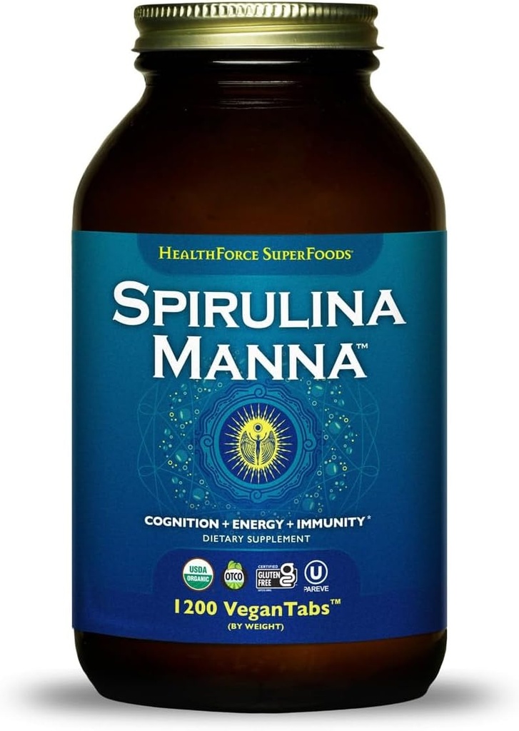 HealthForce SuperFoods Spirulina Manna - tabletti - 1200 Vegaanitablettia