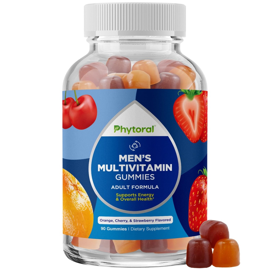 Fytoral luonnollinen monivitamiini miesten Gummies sinkki - D-vitamiini C A & Biotiini B6 B12 Täysi terveys täydentää