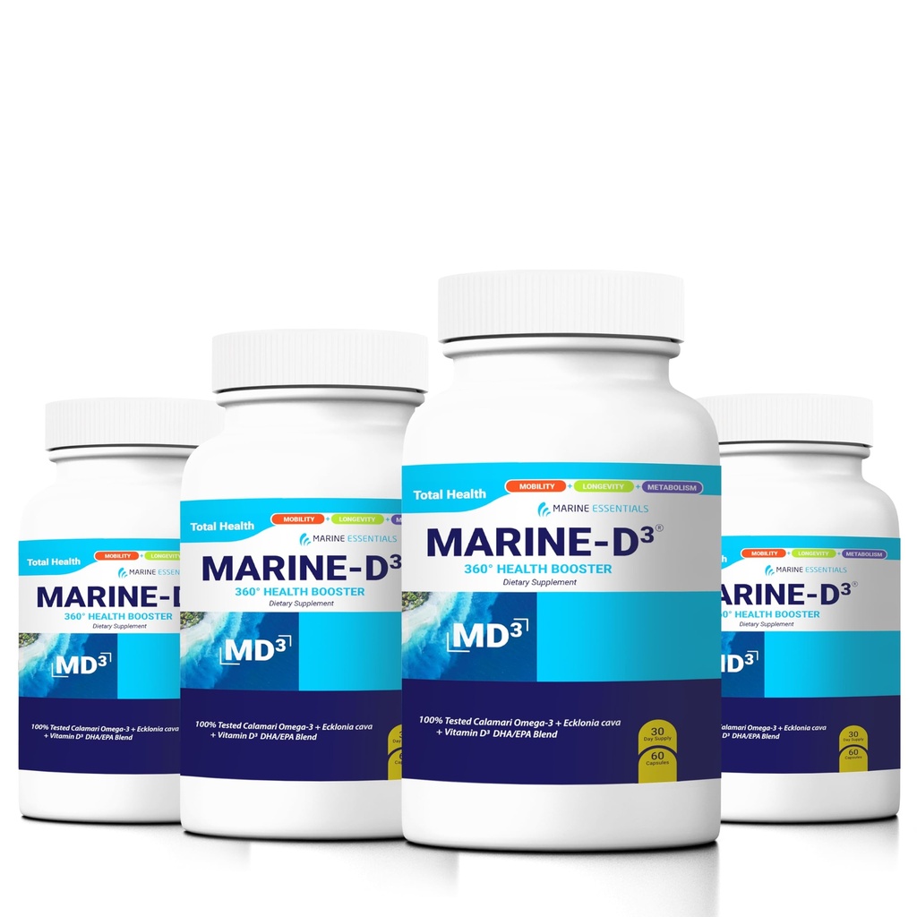 Marine D3 Omega 3 Calamari Ecklonia Cava DHA (4 purkkia - 240 kapselia)