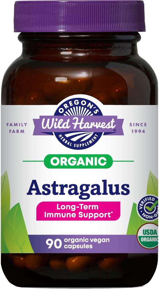 Oregon's Wild Harvest, Certified Organic Astragalus Capsules for Immuniteettituki, 1125 MGS, 90 Count