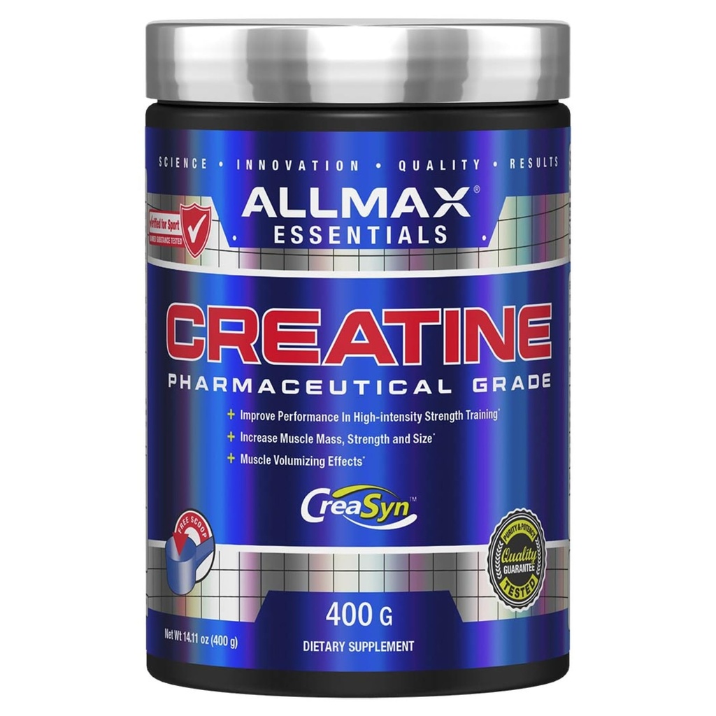 ALLMAX Nutrition Creatine Monohydraatti Kuiva-aine, makuamaton ... Pure Micronized Creatine Supplement for Men & Women ... Tuet vahvuus, suorituskyky ja harjoittelu Intensity ... Vegaani, gluteeniton (400g)