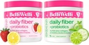 Belli Welli Daily Fiber Supplement Duo - Strawberry Lemonade & Cucumber Lime Mint - Collagen, Probiootit & Electrolytes - Virkistävät Makuja tasapainotettu hyvinvointi - 32 Yhteensä