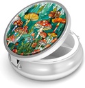 Pill Box-3 Osasto Pieni pilleri tapauksessa laukku ja tasku Mini Metalli pilleri haltija Matka pilleri säiliö Hold Lisäravinteet Vitamiinit BPA-vapaa (Mushroom Forest)