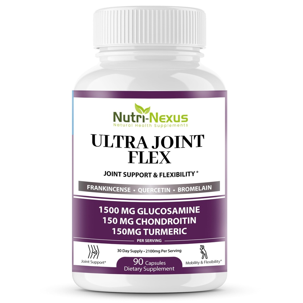Glukosamiini Chondroitin MSM Joint Supplement with Turmeric & Boswellia - Joint Support for Men & Women - Edistää liikkuvuutta - Joustavuus & Mukavuus 