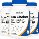 Nutricost Chelated Iron, som Ferrochel, 36mg, 240 kapslar (3 flaskor)