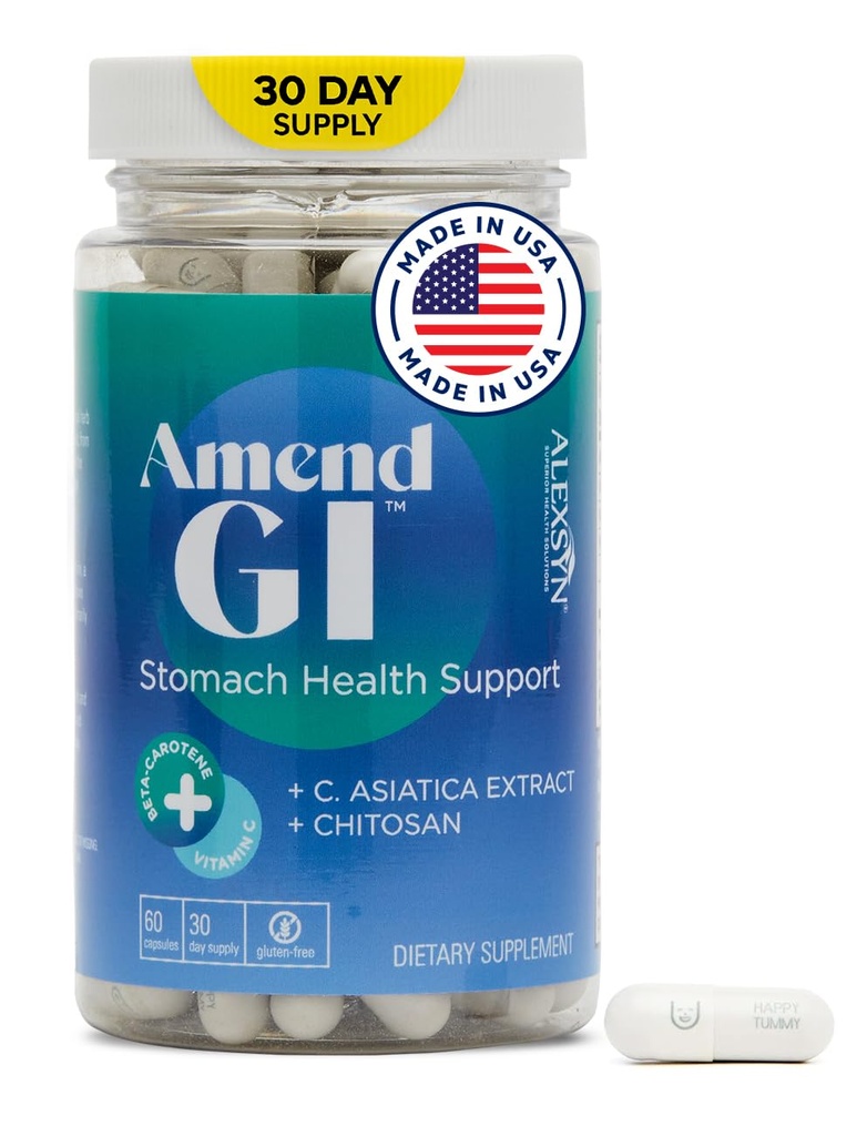 Muuta GI Kaikki luonnolliset vatsa Health Support 60 kapselia - Nutraceutical Stressi-aiheisiin Oireet - Tukee paranemista ja ruoansulatusta terveys Asiatica Extract & CM Chitosan