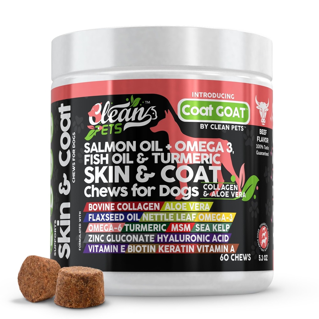 Lohiöljy Omega 3 Fish Oil for Dogs Ihon ja turkin täydentää ... Koira Collagen Aloe Vera Biotin Keratin Pellavansiemen Nettle Leaf Sea Kelp Hyaluronic Acid Brewers Hiivavitamiini A - Vuohi