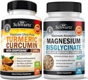 Turmeeric Curcumin with Black Pepper Extract 1500mg Complex (1 kuukausi tarjonta) Plus suuri imeytyminen Magnesium Bisglysinaatti kapselit (2 kuukausi tarjonta)