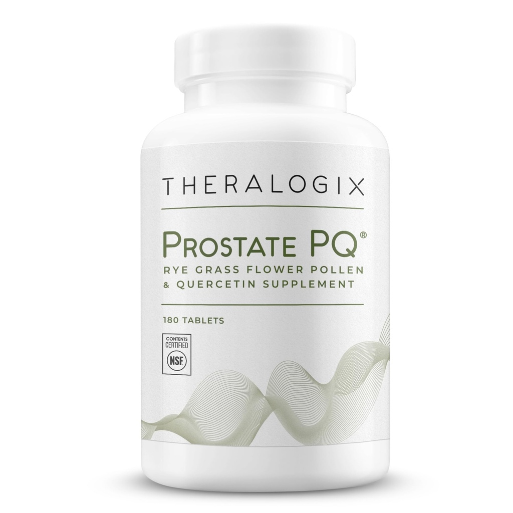 Theralogix Prostate PQ - Ruis Grass Pollen Extract & Quercetin täydennysosa - 90 päivän toimitus - Antioksidantti tuki Prostate & Pelvic terveys & virtsateiden toiminta* - NSF Certified - 180 tablettia