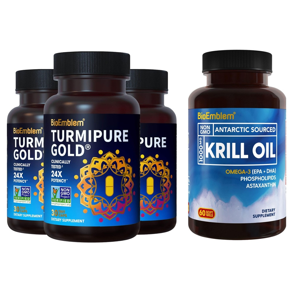 BioEmblem Antarktis Krill Oil Supplement Turmeric Curcumin kliinisesti tutkittu TurmiPure - Joint Support, Terveitä Tulehdus Turmeric täydentää