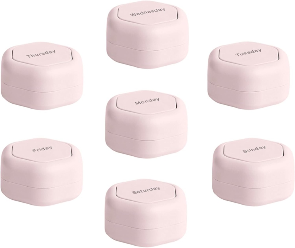 Cadence Travel Containers - Pill Case Set - Magnetic Travel Capsules, Daily Medicine Organizer för piller, kosttillskott och vitaminer - 7 Flex Smalls (0.56oz) för Weekly Pill Organizer - Petal