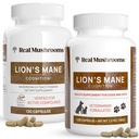 Real Mushrooms Lions Mane for Humans (120ct) ja Lemmikkieläimet (120ct) - Bundle for Cognition & Immuniteetti - Vegan, Ei-GMO, Gluteenittomat, Grain-free sieniuute lisäravinteet
