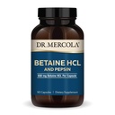 Dr Mercola Betaine HCL & Pepsin - Digestive Support Supplement för pH Balance - Aids Mineral & Nutrient Absorption - Digestive Aid - Non-GMO, Gluten-Free & Soy-Free - 90 kapslar (30 portioner)