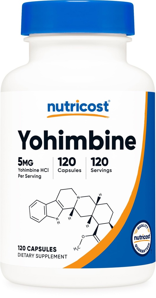 Nutricost Yohimbine HCl 5 mg, 120 kapselia - Gluteeniton ja ei-GMO
