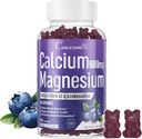 Kalsium Magnesium Sinkki Gummies & D3,B6,B12, Immuunit & Tukevat luun terveys Kalsium Magnesium Supplement naisille Miehet,Sokerivapaa vegaani mustikka maku 90