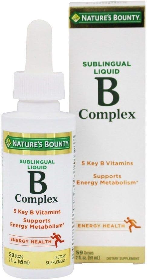 Luonnon Bounty B Complex B12 sublingutive Liquid Fast Acting Dietary Supplement, 2 Fl Oz