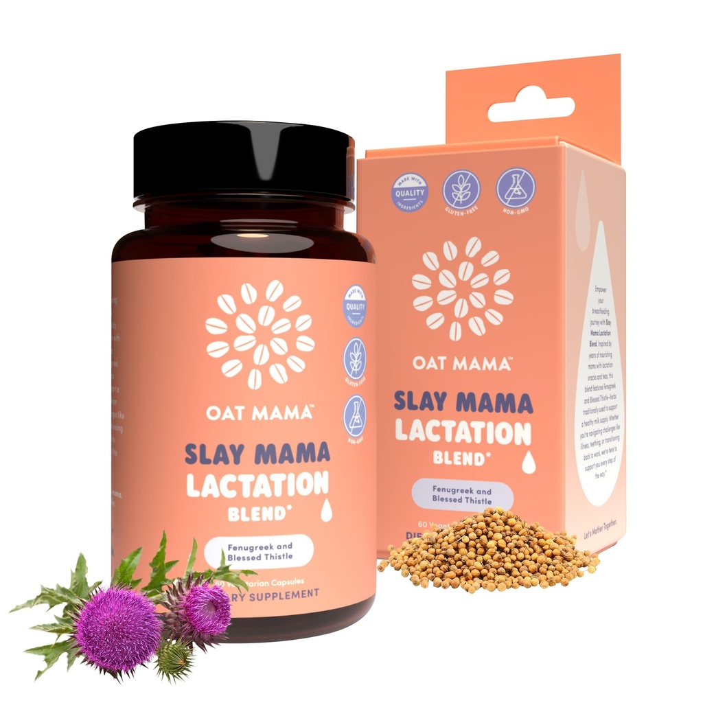 OAT MAMA Organic Imetys täydentää - "Slay Mama" Siunattu Thistle & Sarviapila kapselit - yrtti Imetys Blend, synnytyksen jälkeinen tuki imetys Äidit