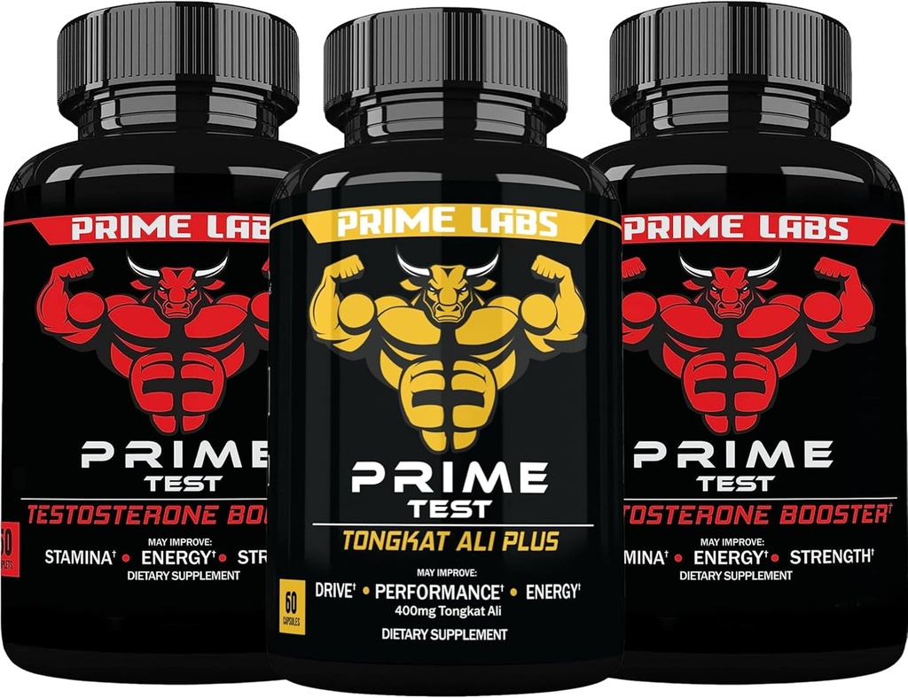 Prime Labs Prime Test Testosteroni Booster (60 ct, 2-Pack) + Tongkat Ali Plus (60 ct)