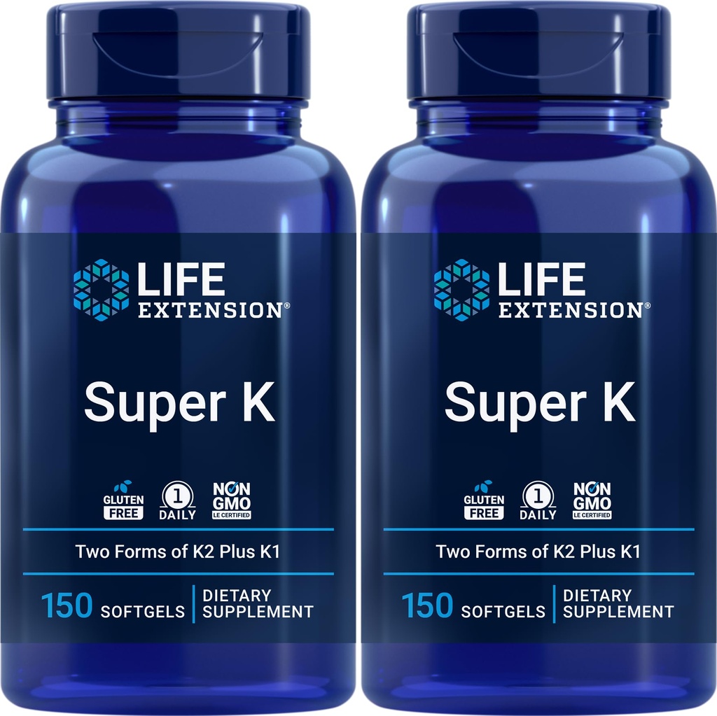 Life Extension Super K, 150 Softgels (Pack of 2) med vitamin K och K2