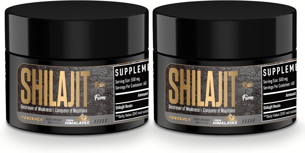 Shilajit Resin - Organic Shilajit Resin Third Party Tested Rich i 85+ Trace Minerals, Gold Grade Himalayan Pure Shiljait för energi (1 Fl Oz (Pack of 2))